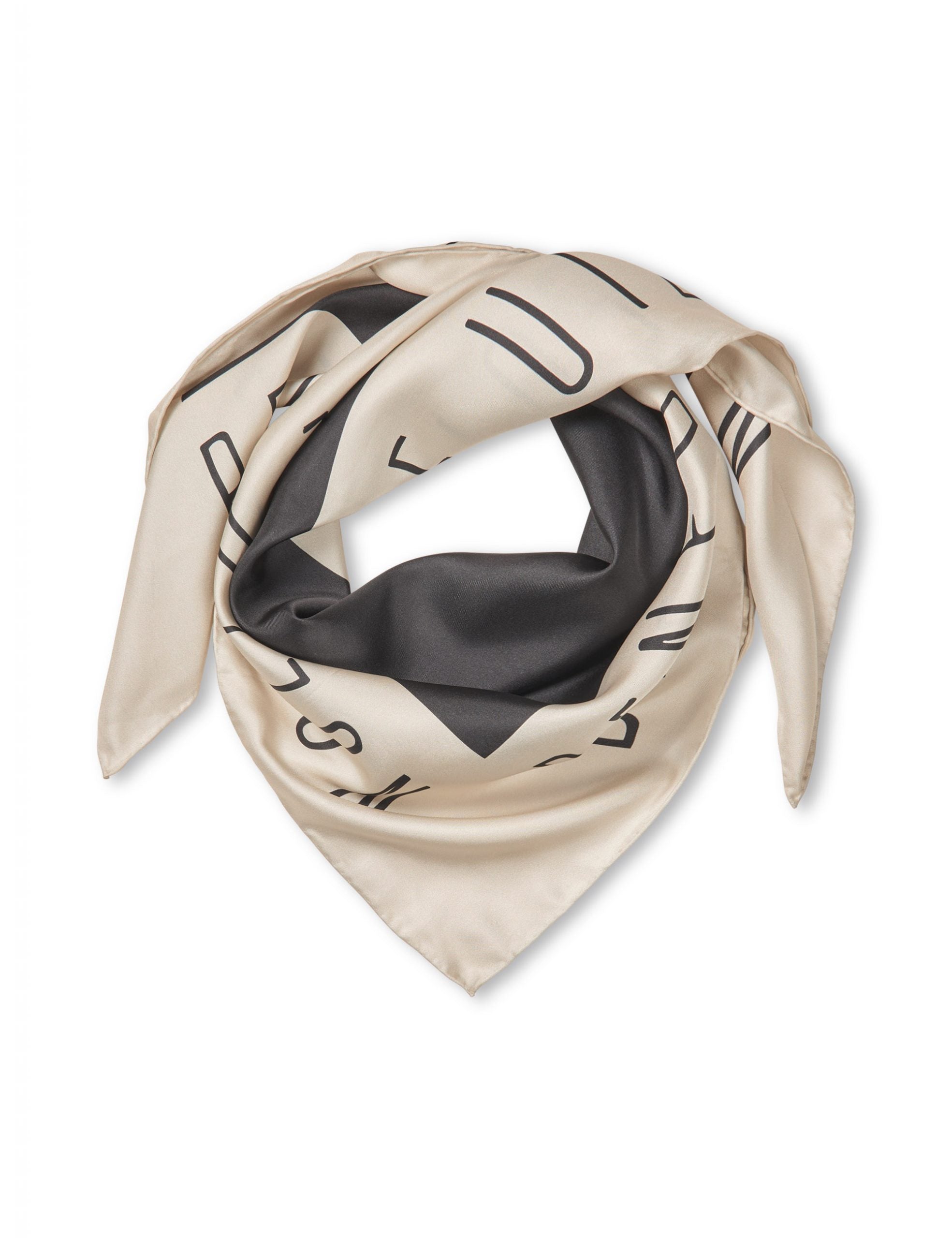 SILK SCARF - BU Grey/Beige Small